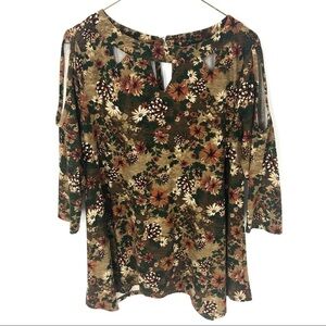 Robert Louis Tunic Top Womens Small Floral Soft Stretch Boho Indie Dark Fairy